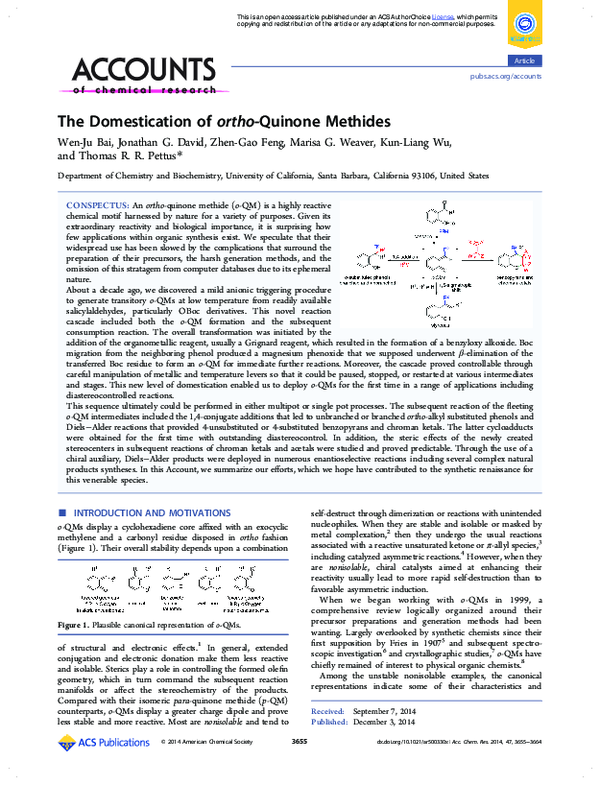 (PDF) The domestication of orthoquinone methides Jonathan David
