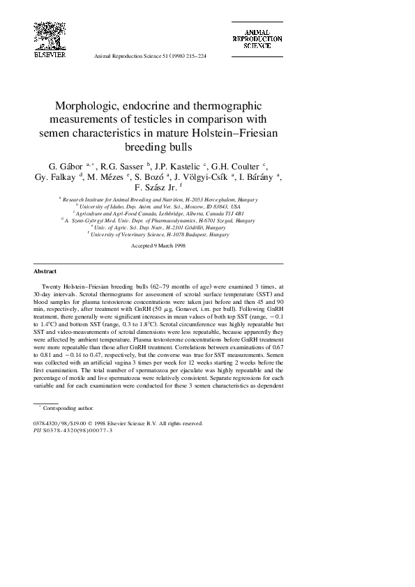(PDF) Morphologic, endocrine and thermographic measurements of