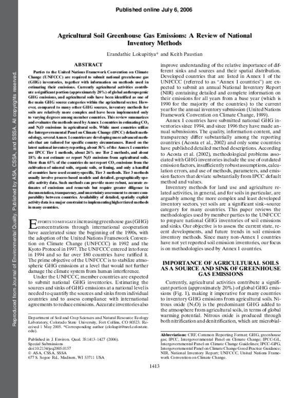 (PDF) Agricultural Soil Greenhouse Gas Emissions