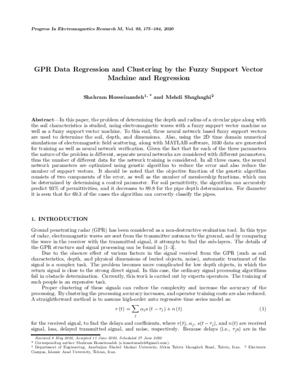 (PDF) GPR Data Regression and Clustering by the Fuzzy Support Vector ...