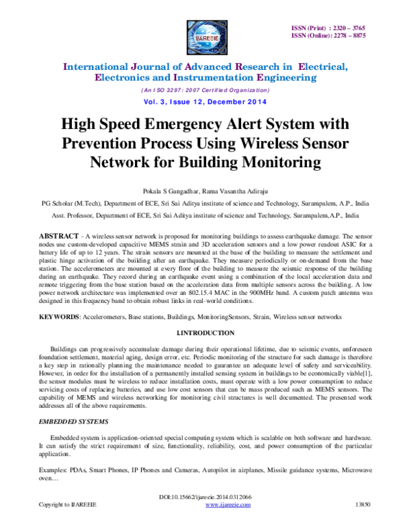 (PDF) High Speed Emergency Alert System withPrevention Process Using ...
