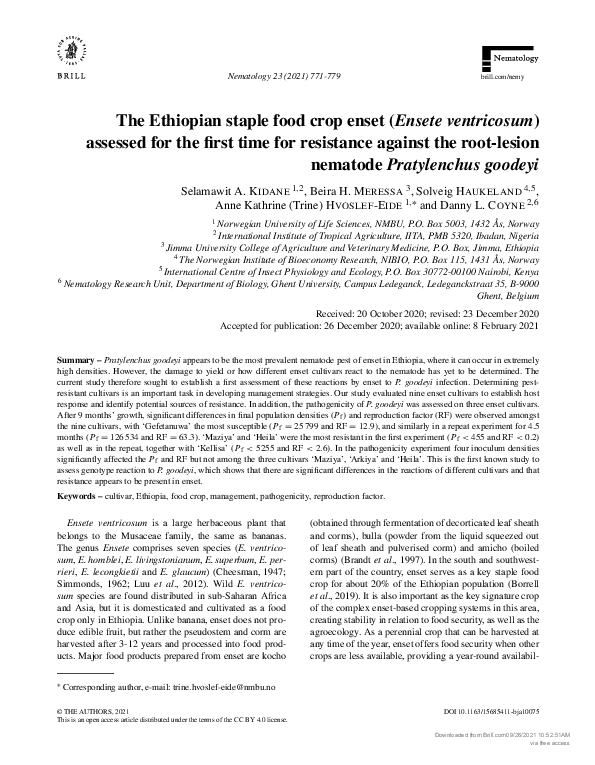 (PDF) The Ethiopian staple food crop enset (Ensete ventricosum ...