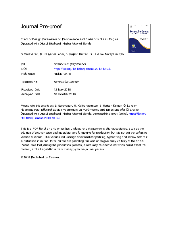 (PDF) Effect of design parameters on performance and emissions of a CI ...