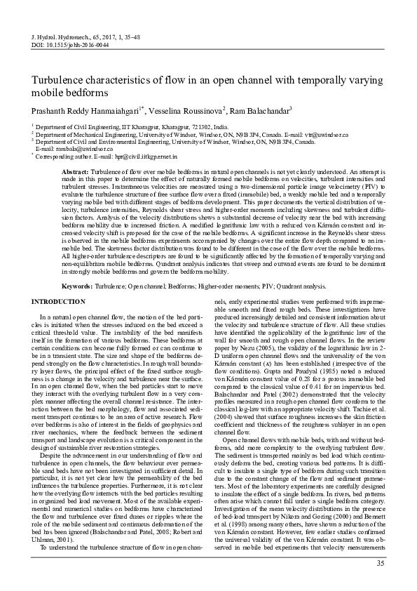(PDF) Turbulence characteristics of flow in an open channel with ...