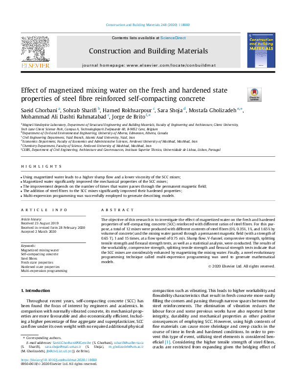 (PDF) Effect of magnetized mixing water on the fresh and hardened state ...