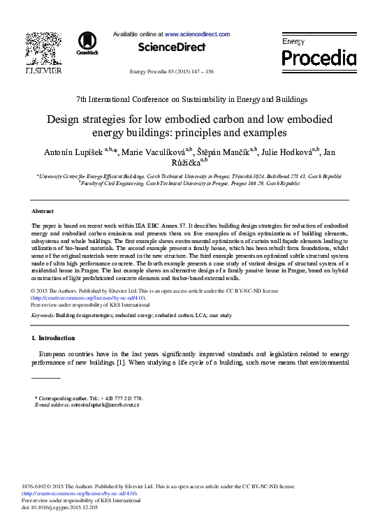 (PDF) Design Strategies for Low Embodied Carbon and Low Embodied Energy ...