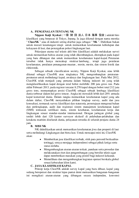 (PDF) PENGENALAN TENTANG NK Nippon Kaiji Kyokai Drajat Satrio Wibowo