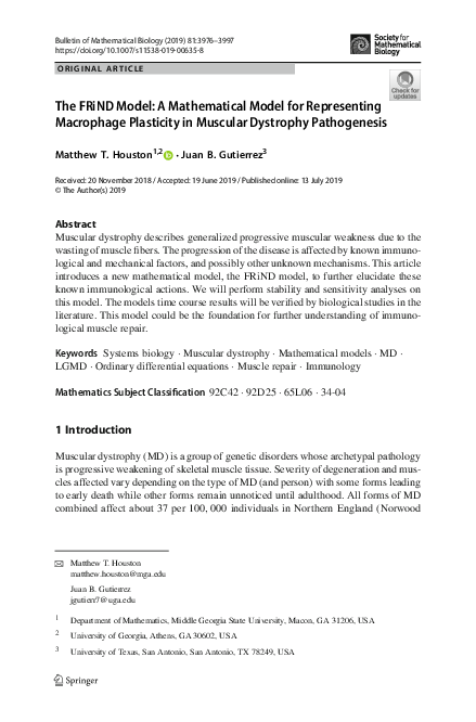 (PDF) A Mathematical Model of Duchenne Muscular Dystrophy