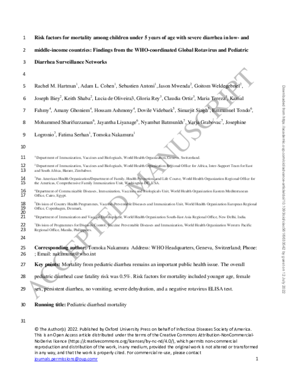 (PDF) Risk factors for mortality among children under 5 years of age ...