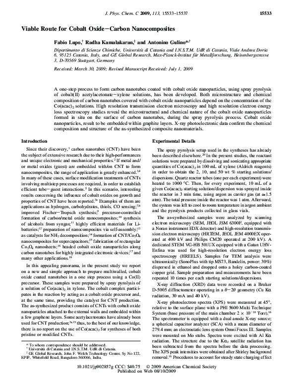 (PDF) Viable Route for Cobalt Oxide−Carbon Nanocomposites
