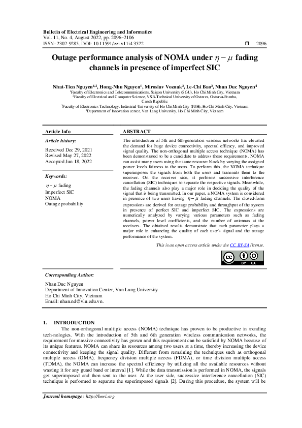 (PDF) Outage performance analysis of NOMA under fading channels in ...
