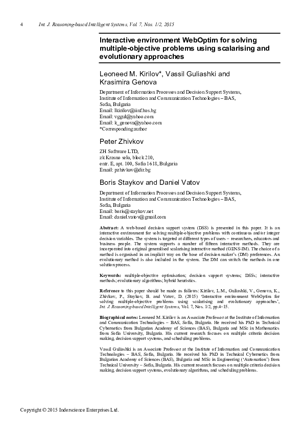 (PDF) Interactive environment WebOptim for solving multiple-objective ...