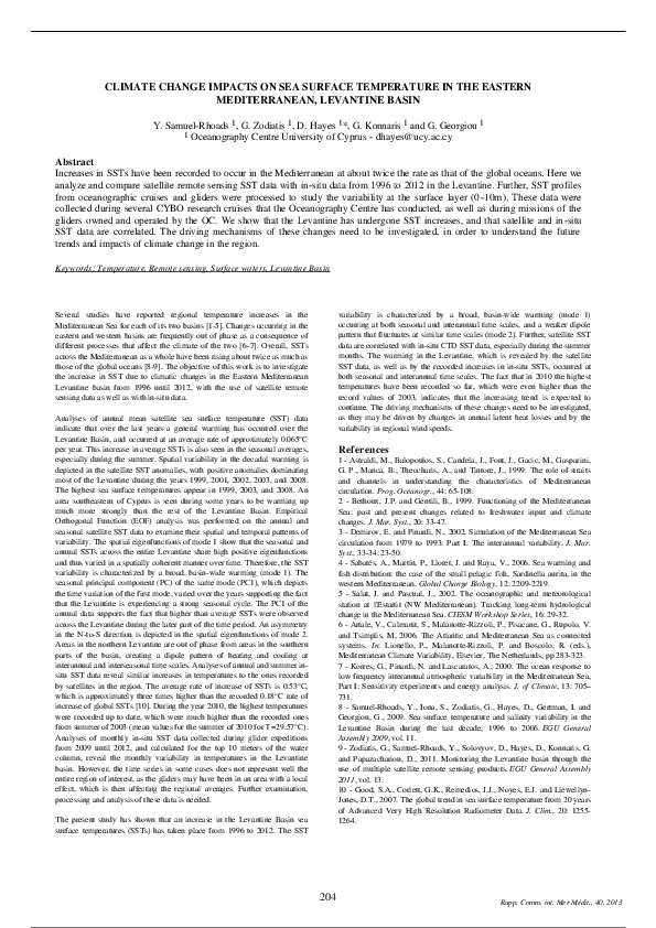 (PDF) Climate change impacts on sea surface temperature in the eastern ...