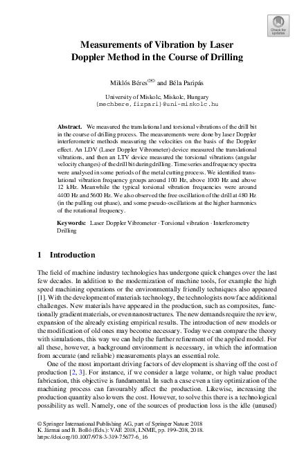 (PDF) Measurements of Vibration by Laser Doppler Method in the Course ...