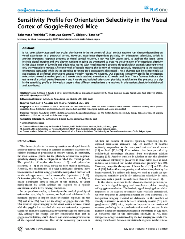 (PDF) Sensitivity Profile for Orientation Selectivity in the Visual ...
