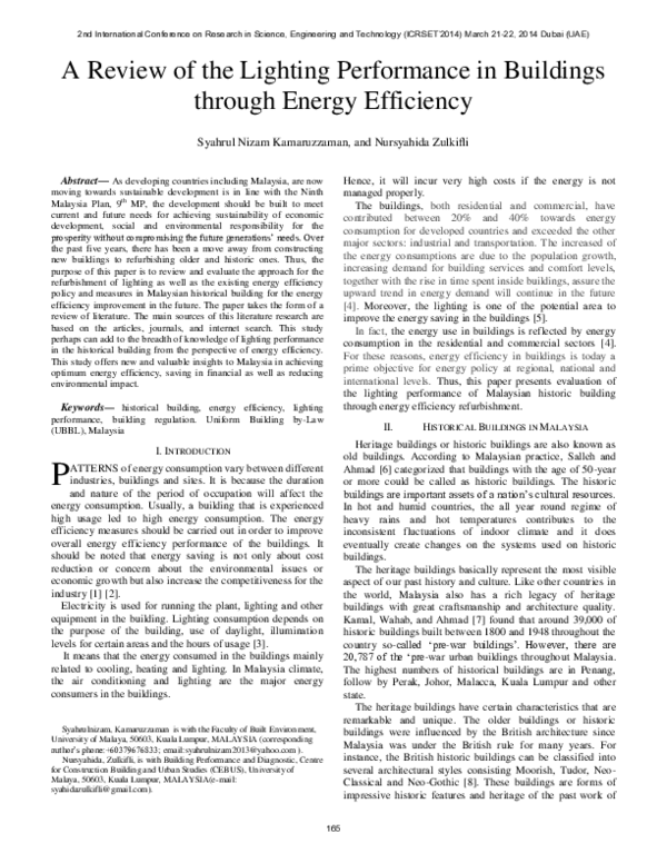 (PDF) A Review of the Lighting Performance in Buildings through Energy ...