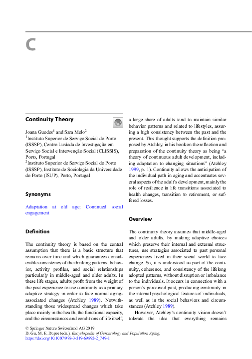 (PDF) Continuity Theory Sara Melo Academia.edu
