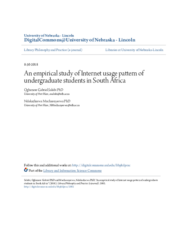 (PDF) An empirical study of Internet usage pattern of undergraduate ...