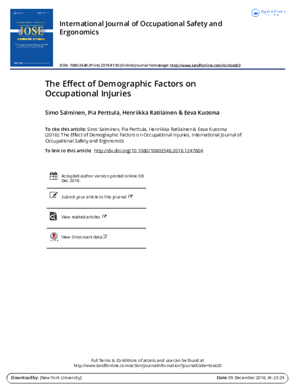 (PDF) The effect of demographic factors on occupational injuries