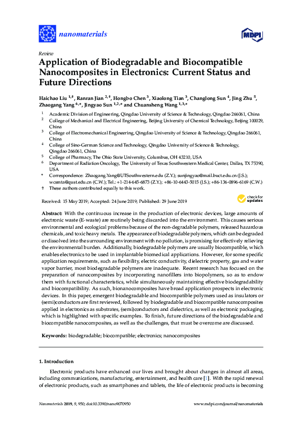 (PDF) Application of Biodegradable and Biocompatible Nanocomposites in ...