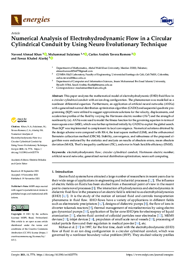 (PDF) Numerical Analysis of Electrohydrodynamic Flow in a Circular ...