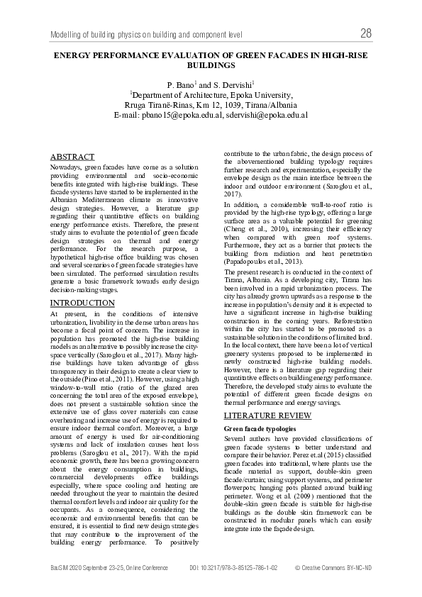 (PDF) Energy Performance Evaluation of Green Facades in High-Rise Buildings