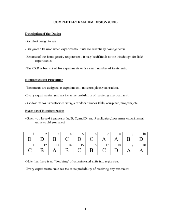 (PDF) COMPLETELY RANDOM DESIGN (CRD