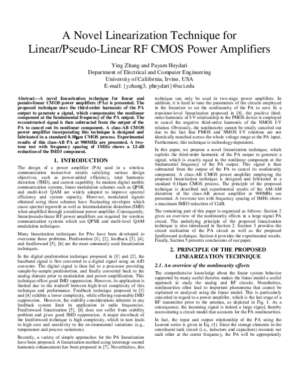 (PDF) A novel linearization technique for linear/pseudo-linear RF CMOS ...