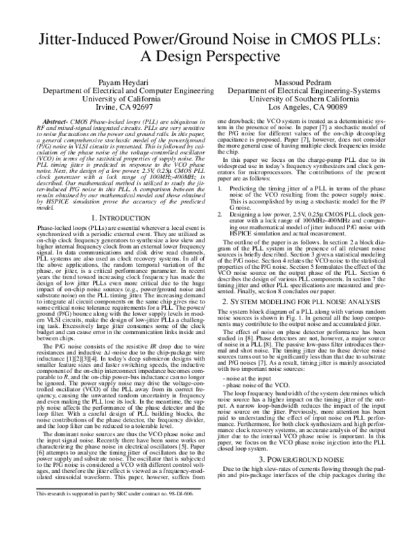 (PDF) Jitterinduced power/ground noise in CMOS PLLs a design