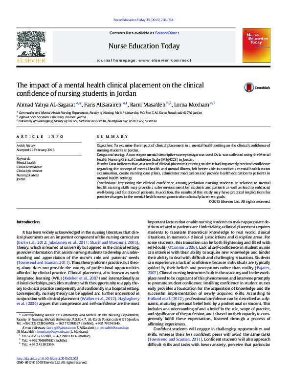 (PDF) The impact of a mental health clinical placement on the clinical ...