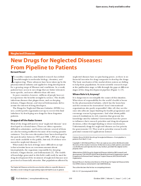 (PDF) New Drugs for Neglected Diseases: From Pipeline to Patients