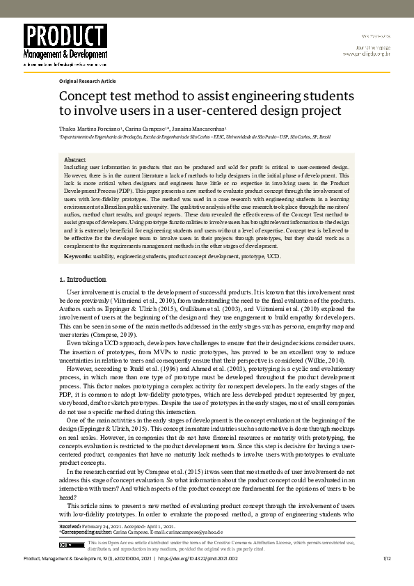 (PDF) Concept test method to assist engineering students to involve ...