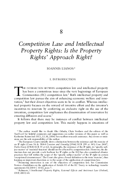 (PDF) Competition Law and Intellectual Property Rights: Is the Property ...