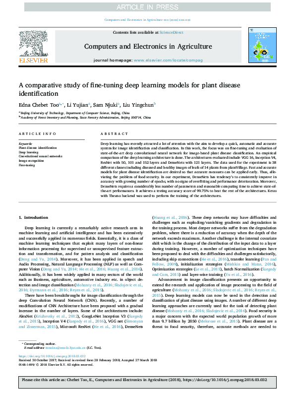 (PDF) A comparative study of fine-tuning deep learning models for plant ...