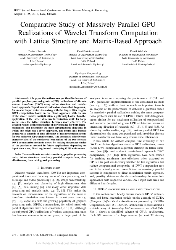 (PDF) Comparative Study of Massively Parallel GPU Realizations of ...