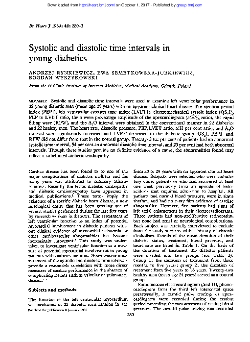 (PDF) Systolic and diastolic time intervals in young diabetics