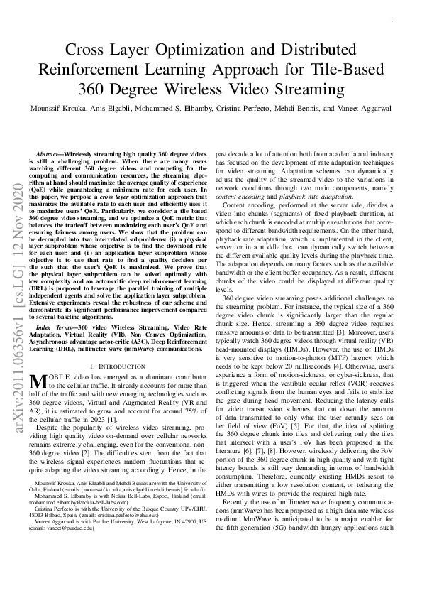 (PDF) Cross Layer Optimization and Distributed Reinforcement Learning ...