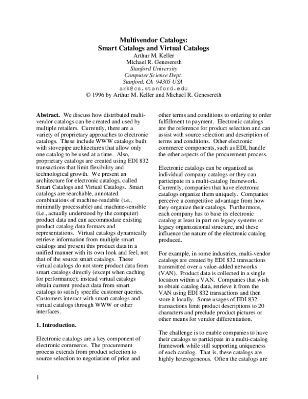 (PDF) Multi-Vendor Catalogs: Smart Catalogs and Virtual Catalogs