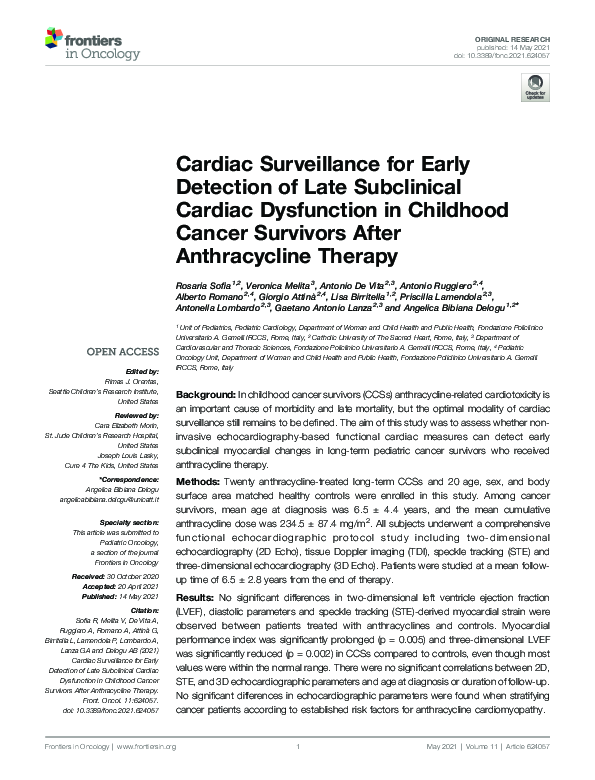 (PDF) Cardiac Surveillance for Early Detection of Late Subclinical ...