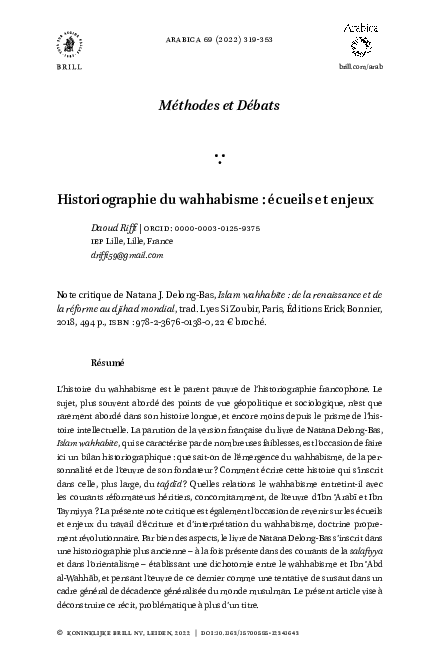 (PDF) Historiographie du wahhabisme : écueils et enjeux