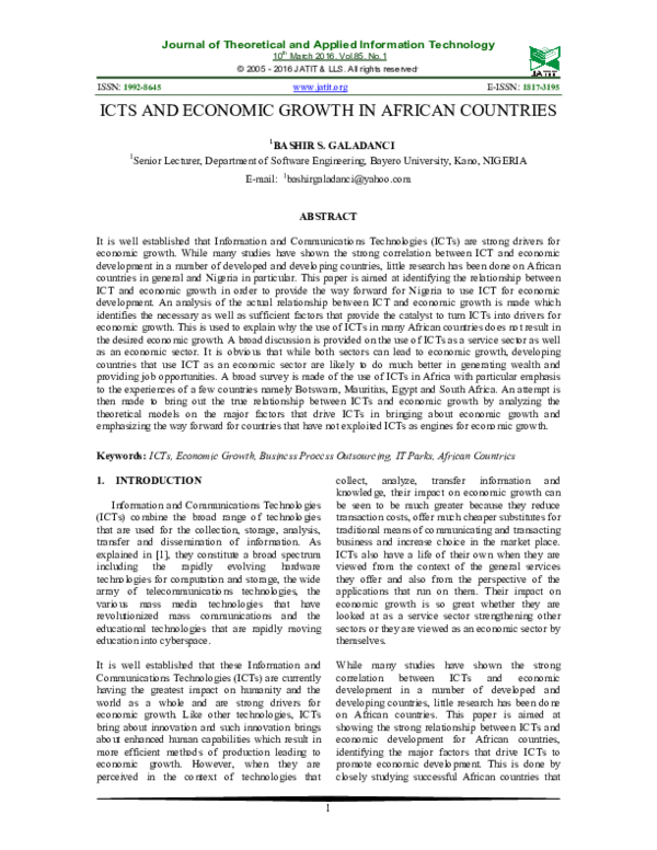 (PDF) Icts and Economic Growth in African Countries