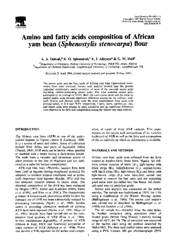 (PDF) Amino and fatty acids composition of African yam bean ...