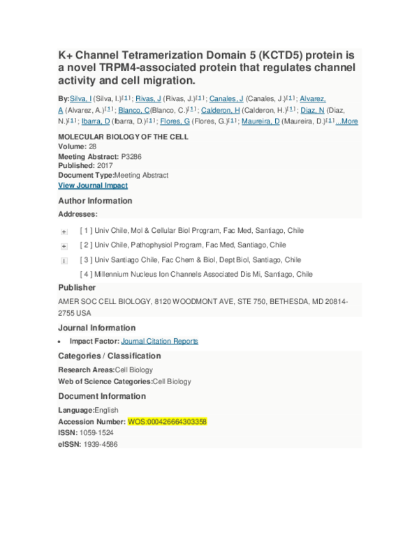 (PDF) K+ Channel Tetramerization Domain 5 (KCTD5) protein is a novel ...