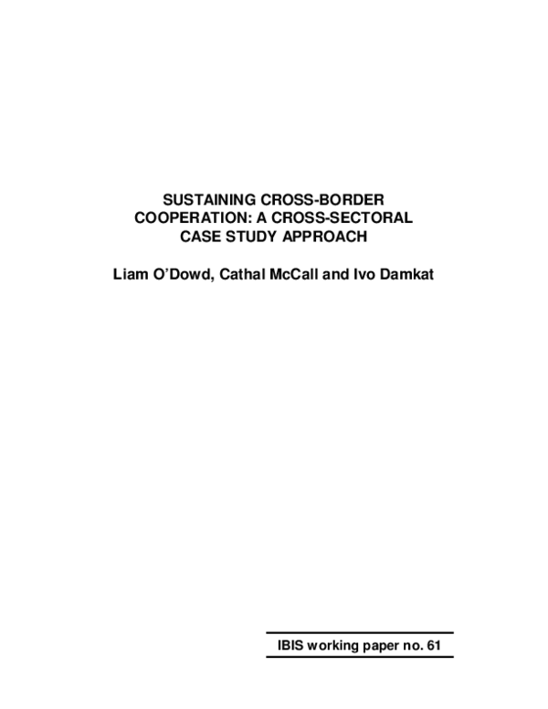 (PDF) Sustaining Cross-Border Cooperation: A Cross-Sectoral Case Study ...