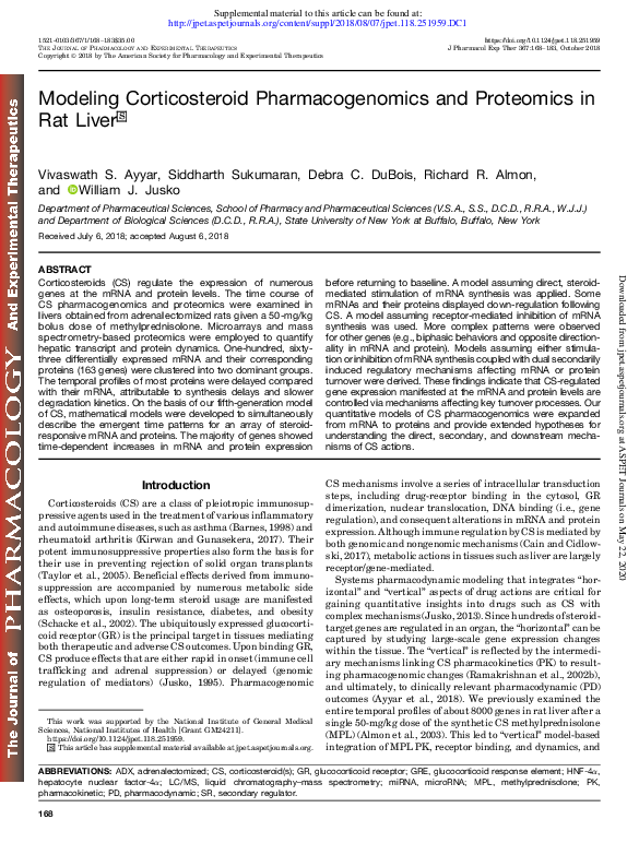 (PDF) Modeling Corticosteroid Pharmacogenomics and Proteomics in Rat Liver