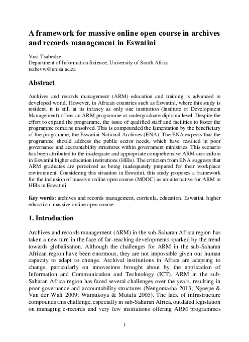 (PDF) A framework for massive online open course in archives and ...