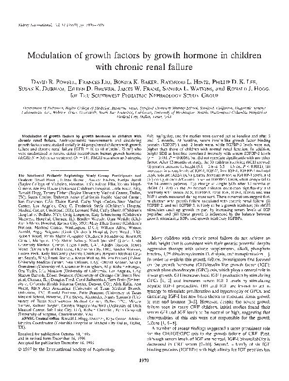 (PDF) Modulation of growth factors by growth hormone in children with ...