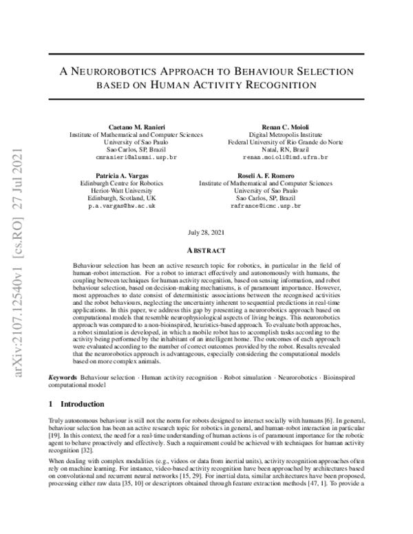 (PDF) A Neurorobotics Approach to Behaviour Selection based on Human ...