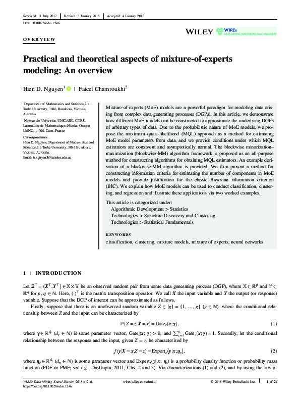 (PDF) Practical and theoretical aspects of mixture-of-experts modeling ...