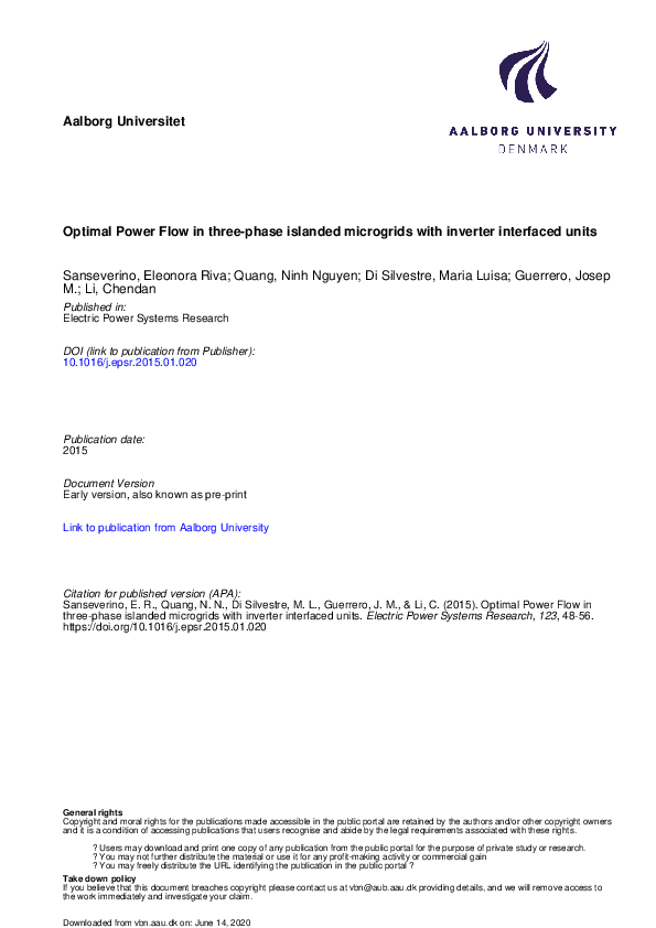 (PDF) Optimal power flow in three-phase islanded microgrids with ...
